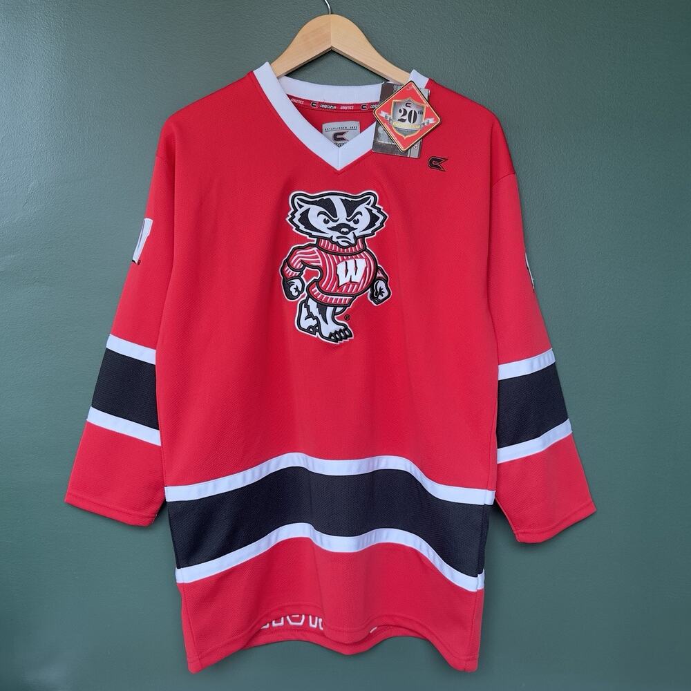 Colosseum Wisconsin Badgers Bucky Jersey Red Youth L 16-18 Hockey Style